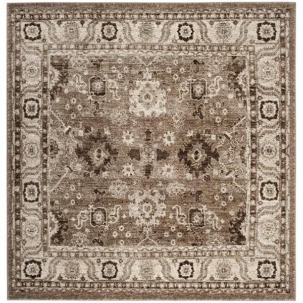6 ft. 7 in. x 6 ft. 7 in. Square Vintage Hamadan Power Loomed Area Rug, Taupe, Flowers First, Mfr#: FL1889512